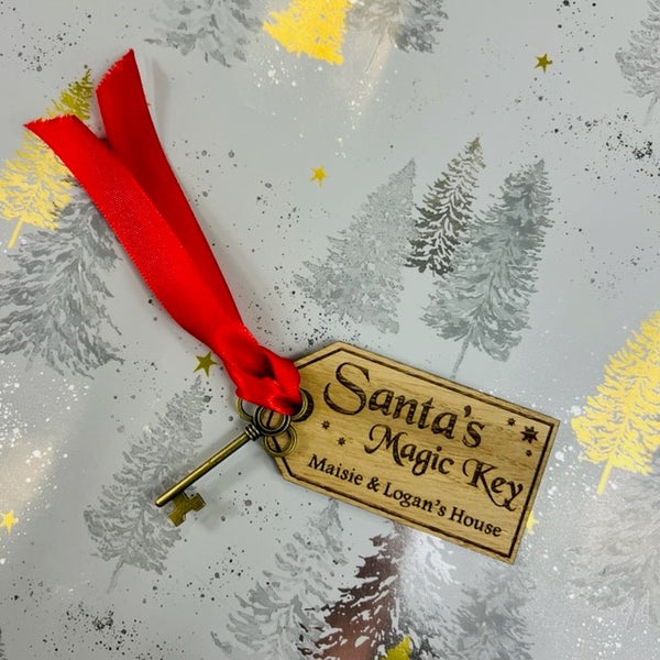 Personalised Santa's Magic Key - Oak Wood Engraved for Christmas Eve - Love  by Laser