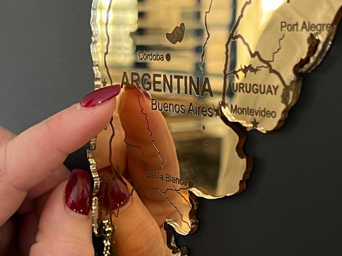 Gold Wooden World Map Wall Art