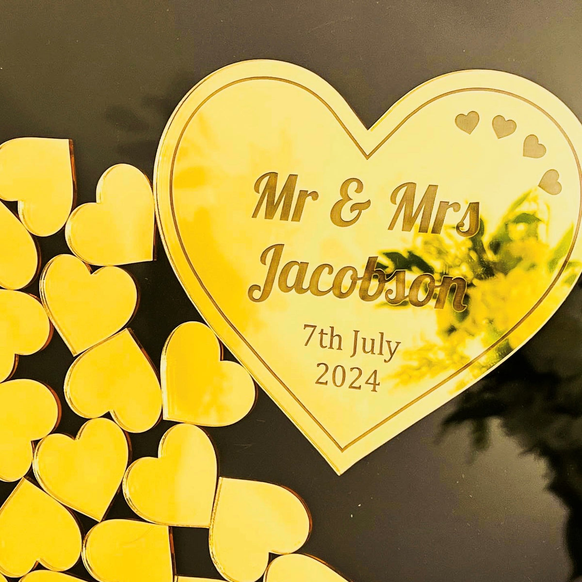 Heart Drop Box Wedding Guestbook - Black &amp; Gold