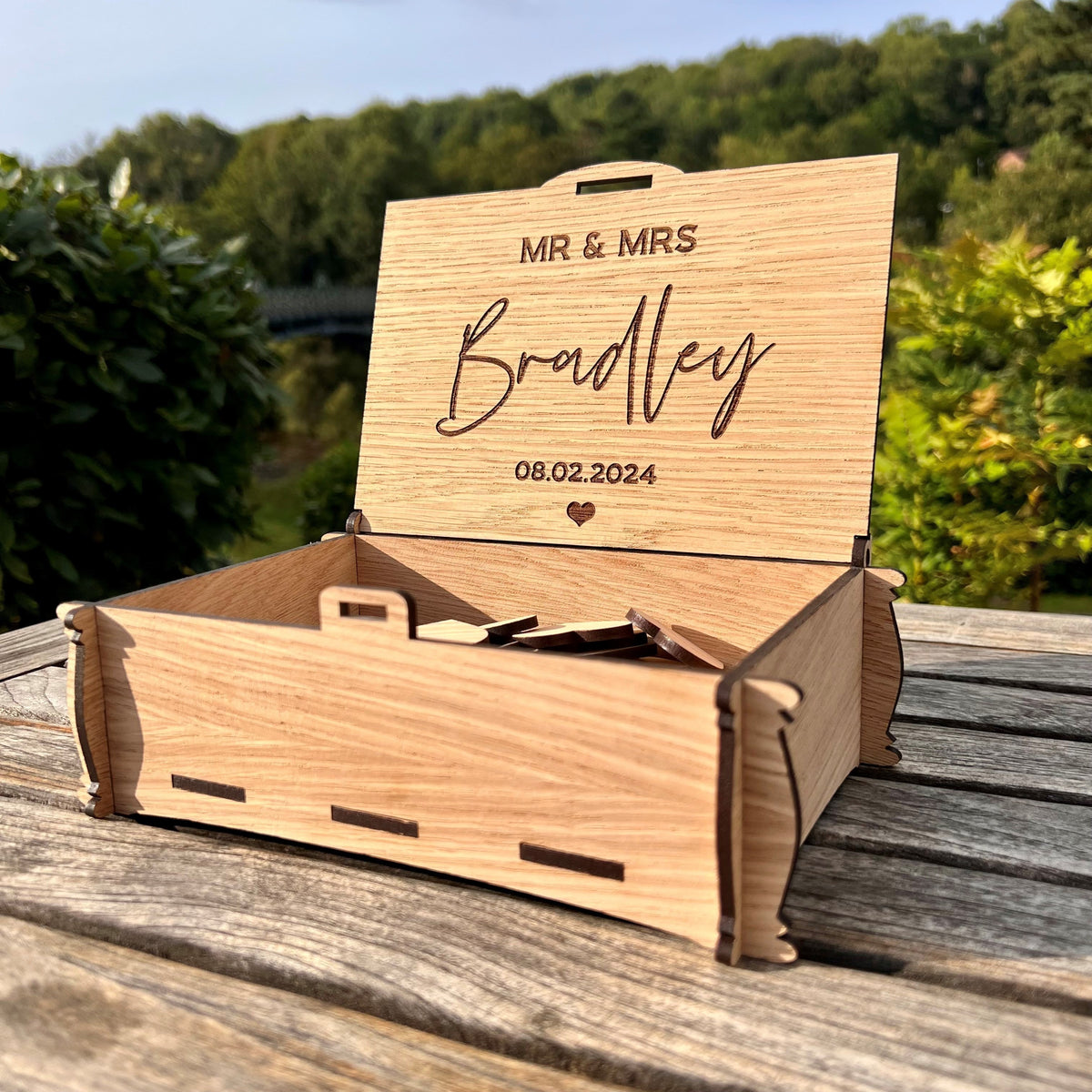 Tree Drop Box Wedding Guestbook - Walnut &amp; Oak Wood