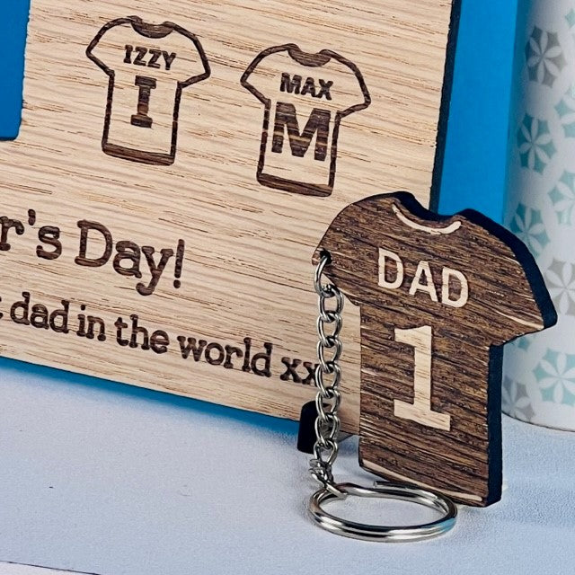 &#39;You&#39;re the Captain of our team&#39; Father&#39;s Day Wooden Keyring &amp; Card