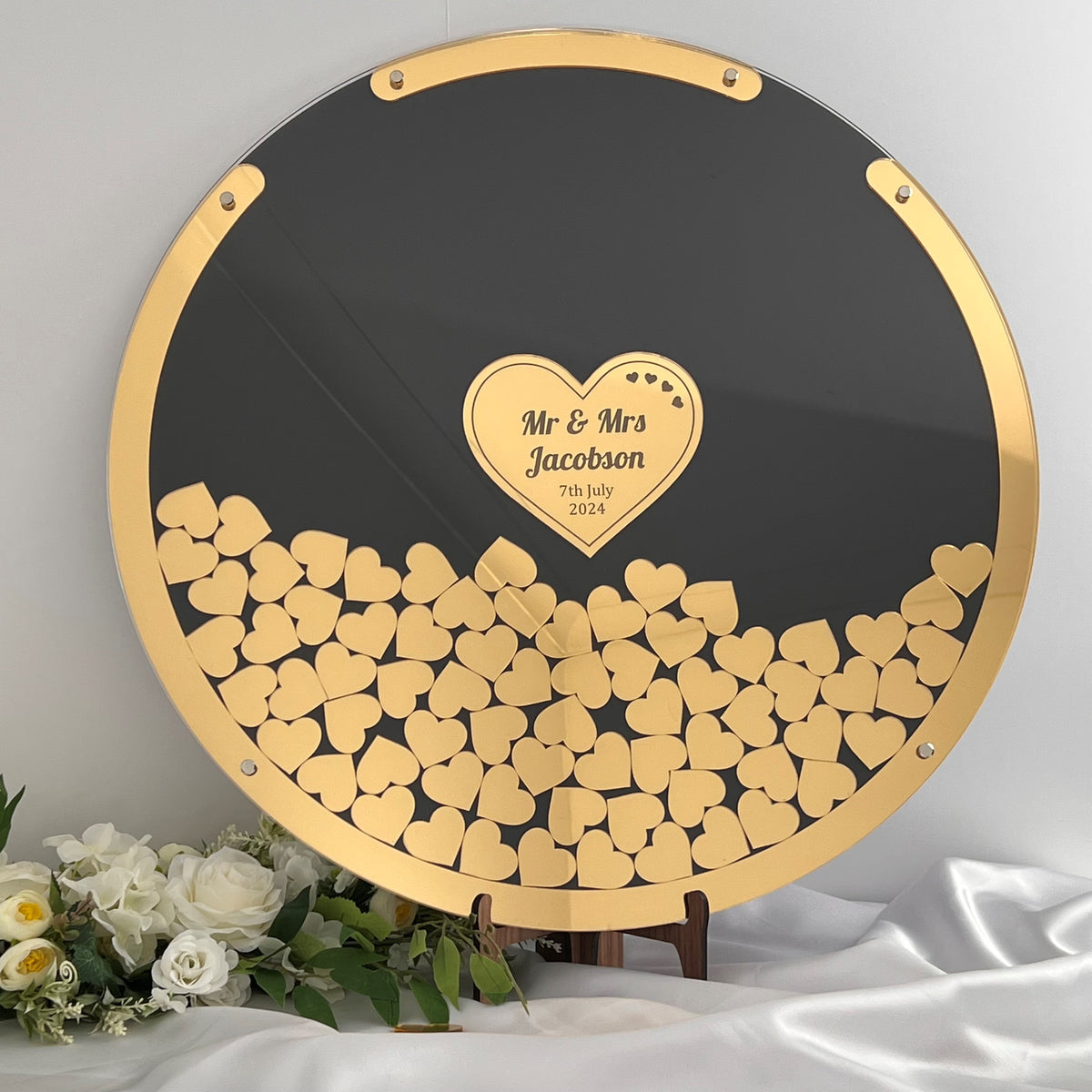 Heart Drop Box Wedding Guestbook - Black &amp; Gold