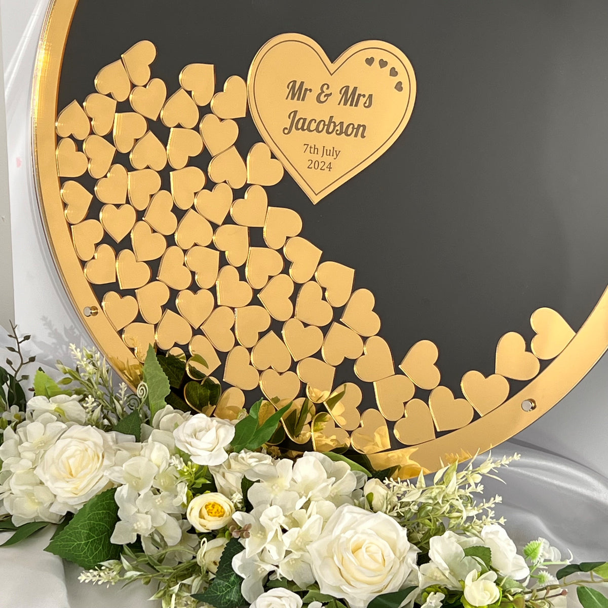 Heart Drop Box Wedding Guestbook - Black &amp; Gold