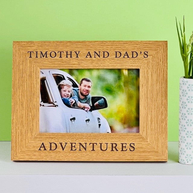 Father&#39;s Day &#39;Adventures&#39; Oak Photo Frame