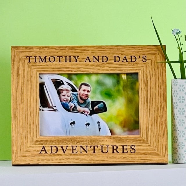 Father&#39;s Day &#39;Adventures&#39; Oak Photo Frame