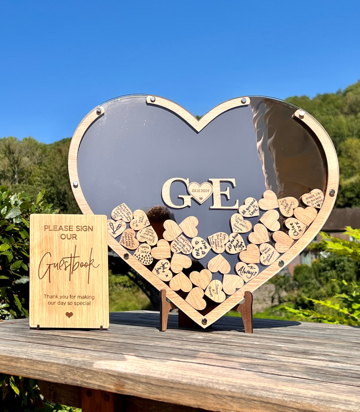 Wedding Heart Guestbook - Bronze &amp; Oak