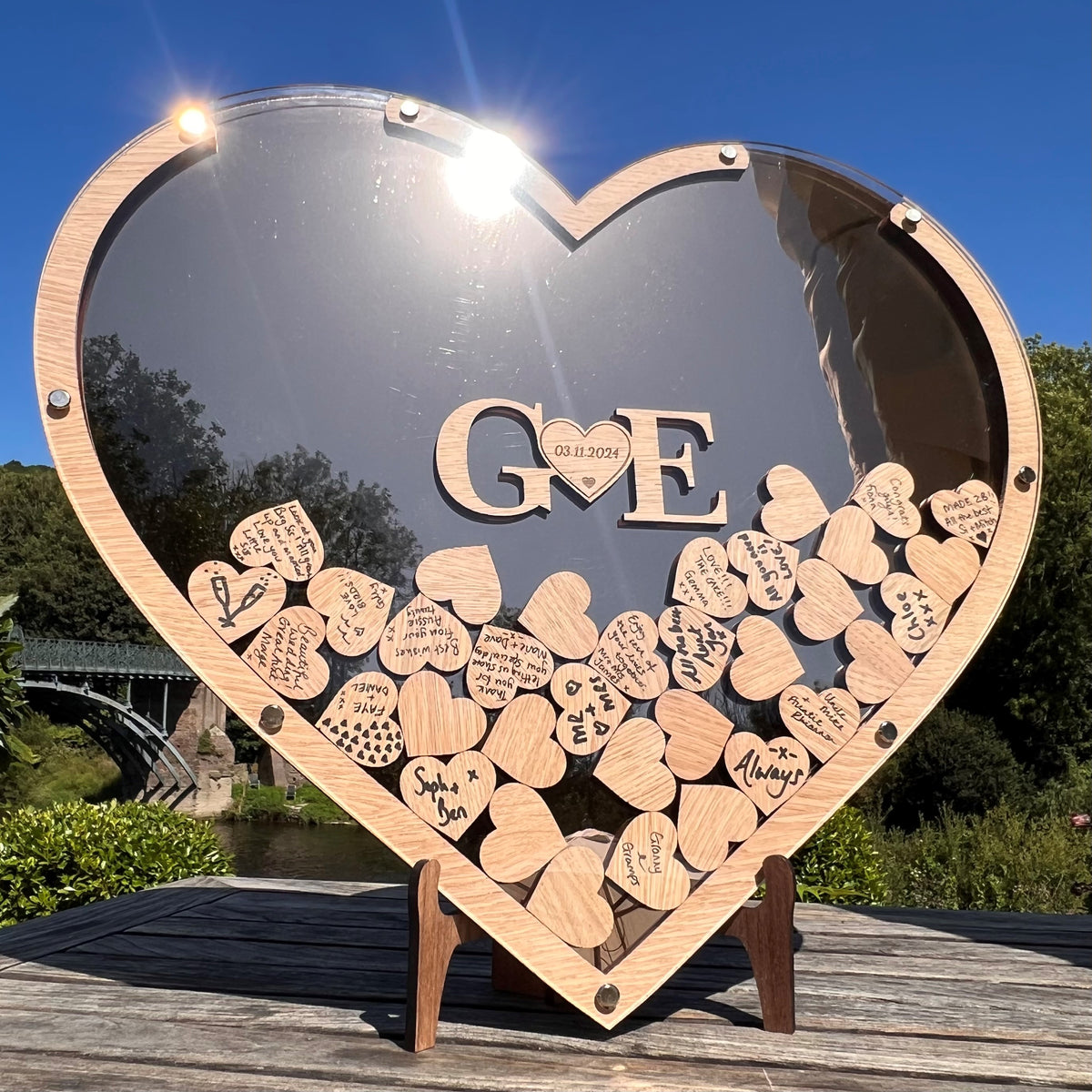 Wedding Heart Guestbook - Bronze &amp; Oak