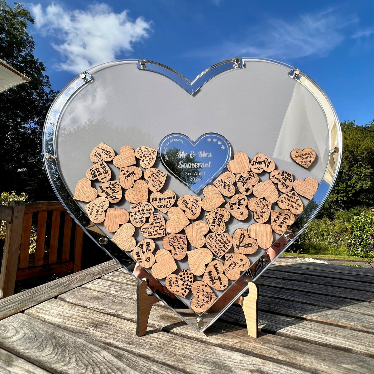 Wedding Heart Guestbook - Oak &amp; Walnut