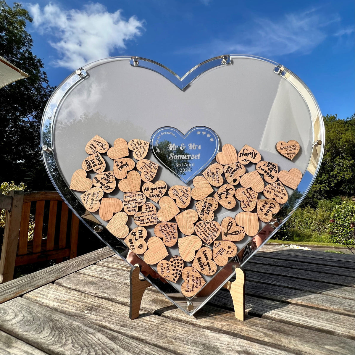 Wedding Heart Guestbook - Walnut &amp; Gold