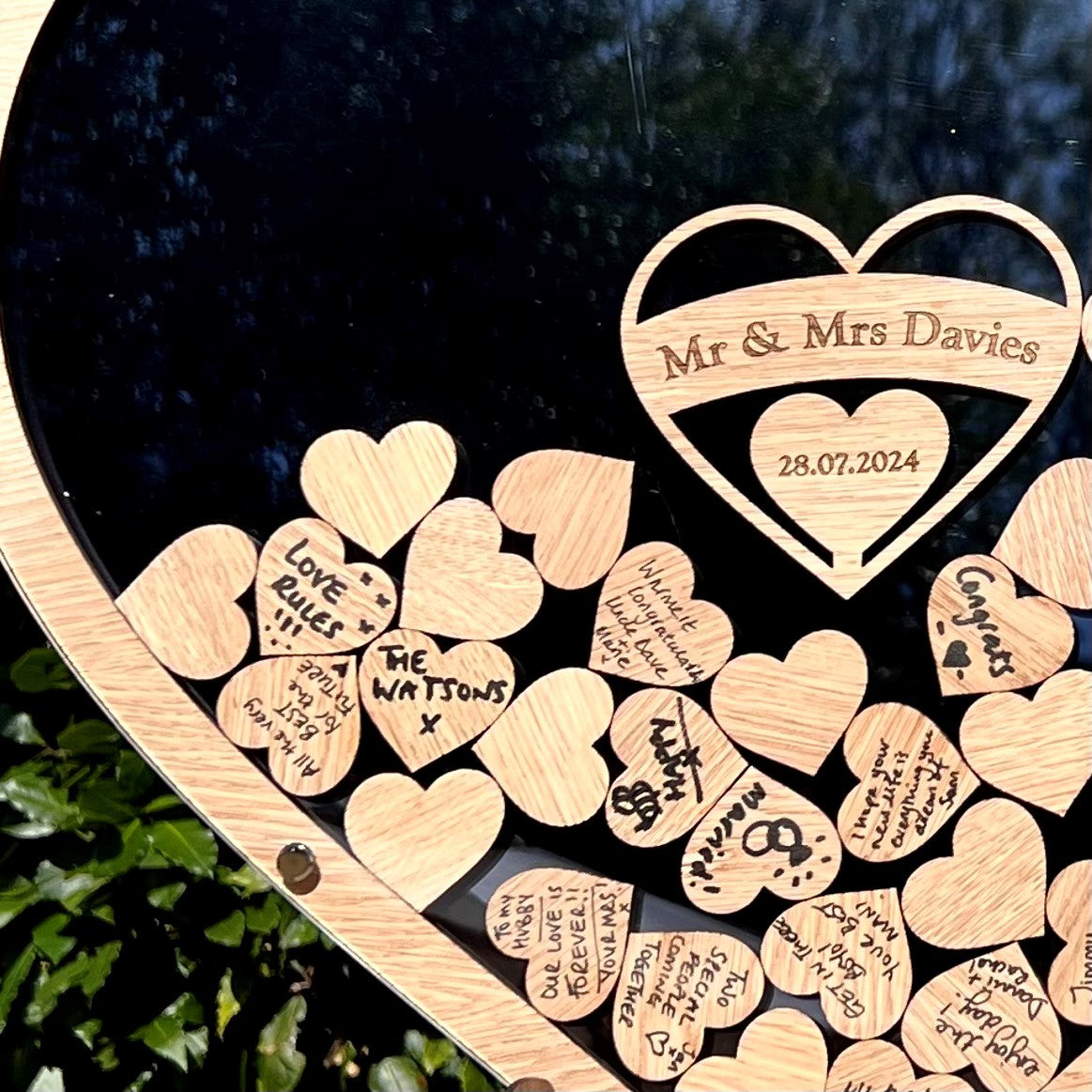 Wedding Heart Guestbook - Gun Metal &amp; Oak