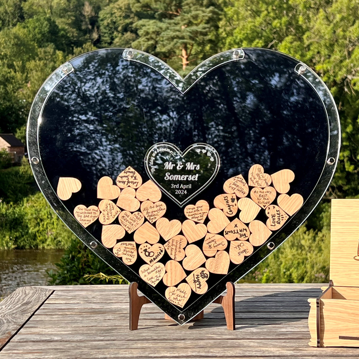 Wedding Heart Guestbook - Gun Metal &amp; Silver