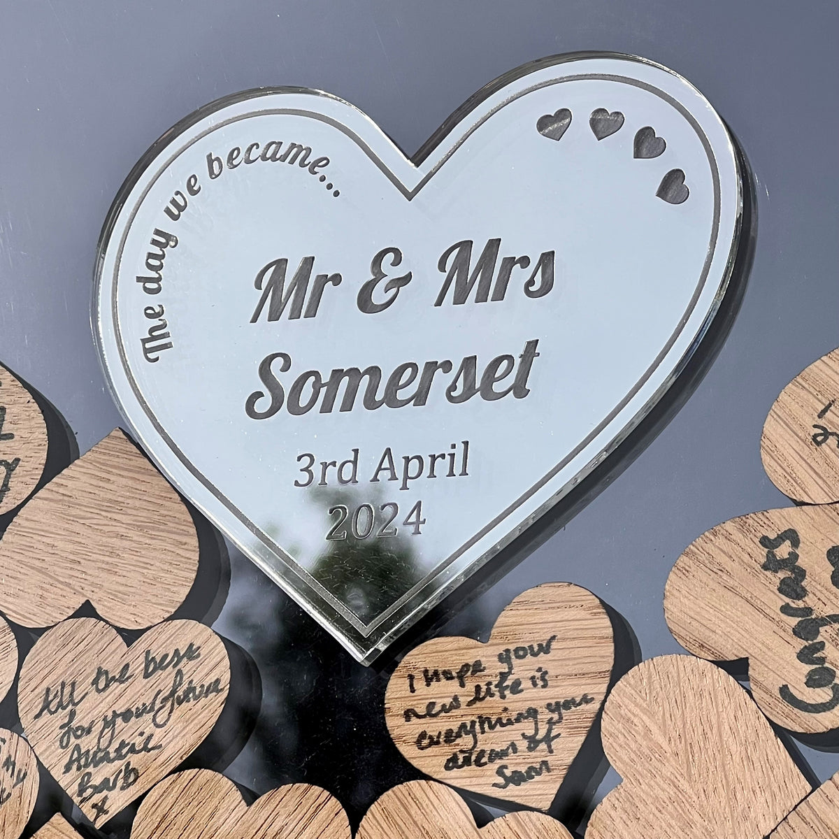 Wedding Heart Guestbook - Gun Metal &amp; Silver