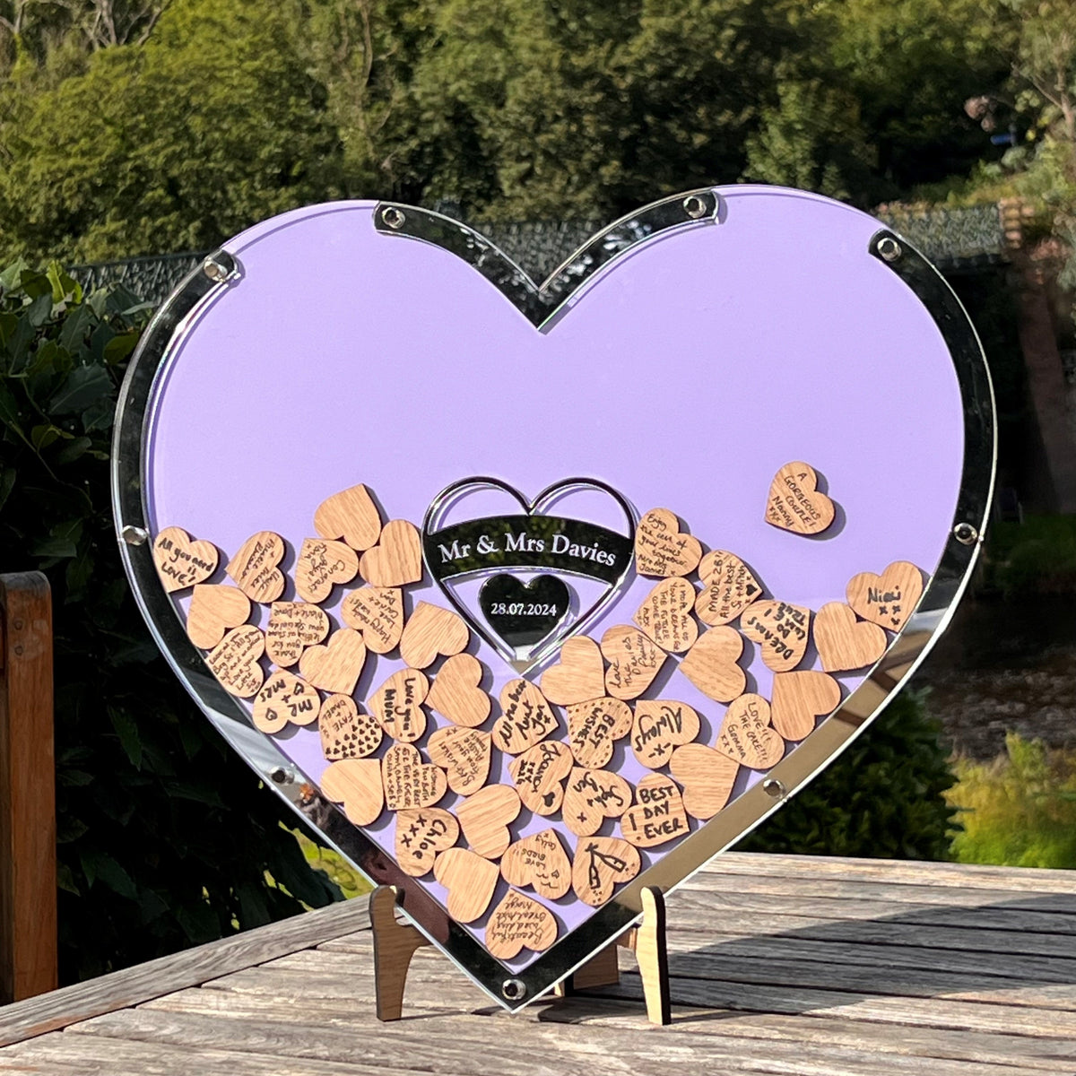 Wedding Heart Guestbook - Pink &amp; Silver
