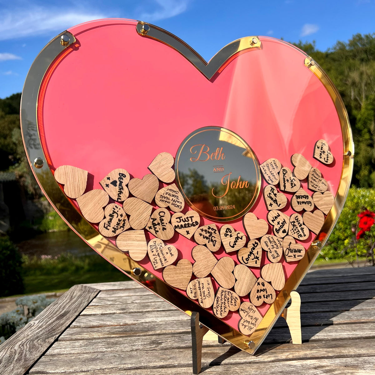 Wedding Heart Guestbook - Pink &amp; Gold