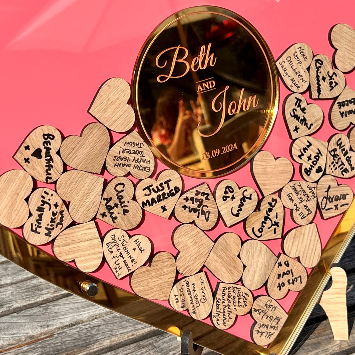 Wedding Heart Guestbook - Pink &amp; Gold