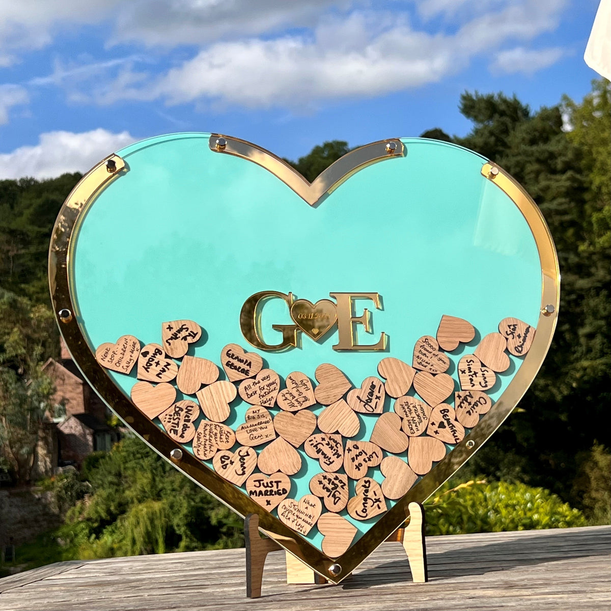 Wedding Heart Guestbook - Bronze &amp; Oak