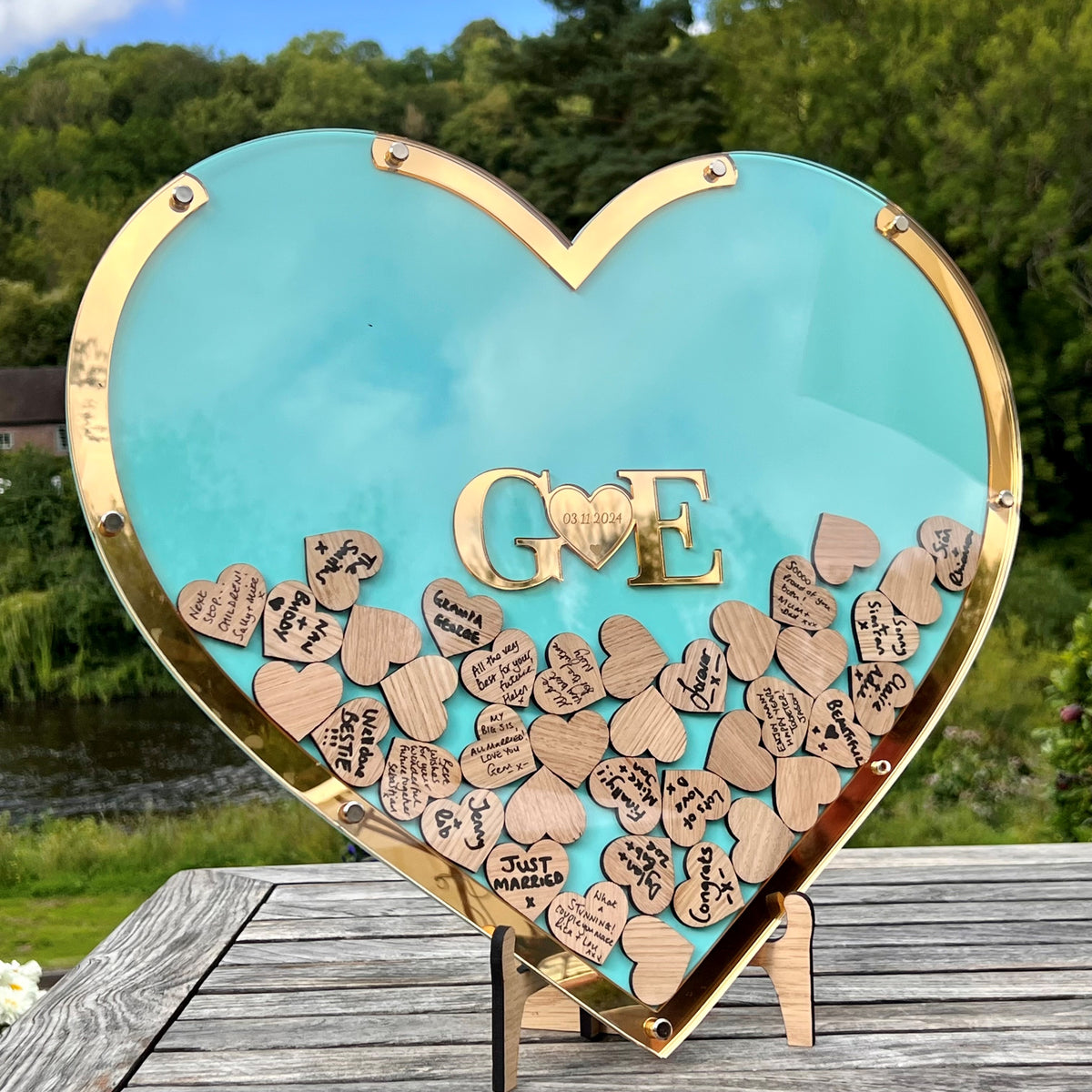 Wedding Heart Guestbook - Turquoise &amp; Gold