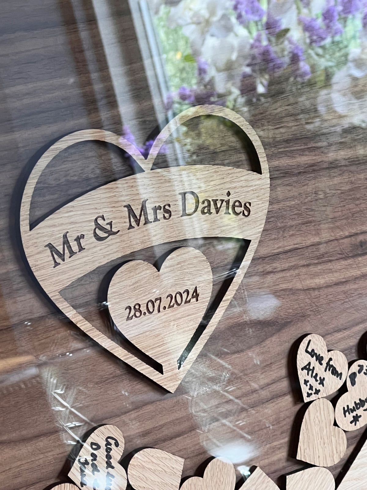 Wedding Heart Guestbook - Walnut &amp; Oak