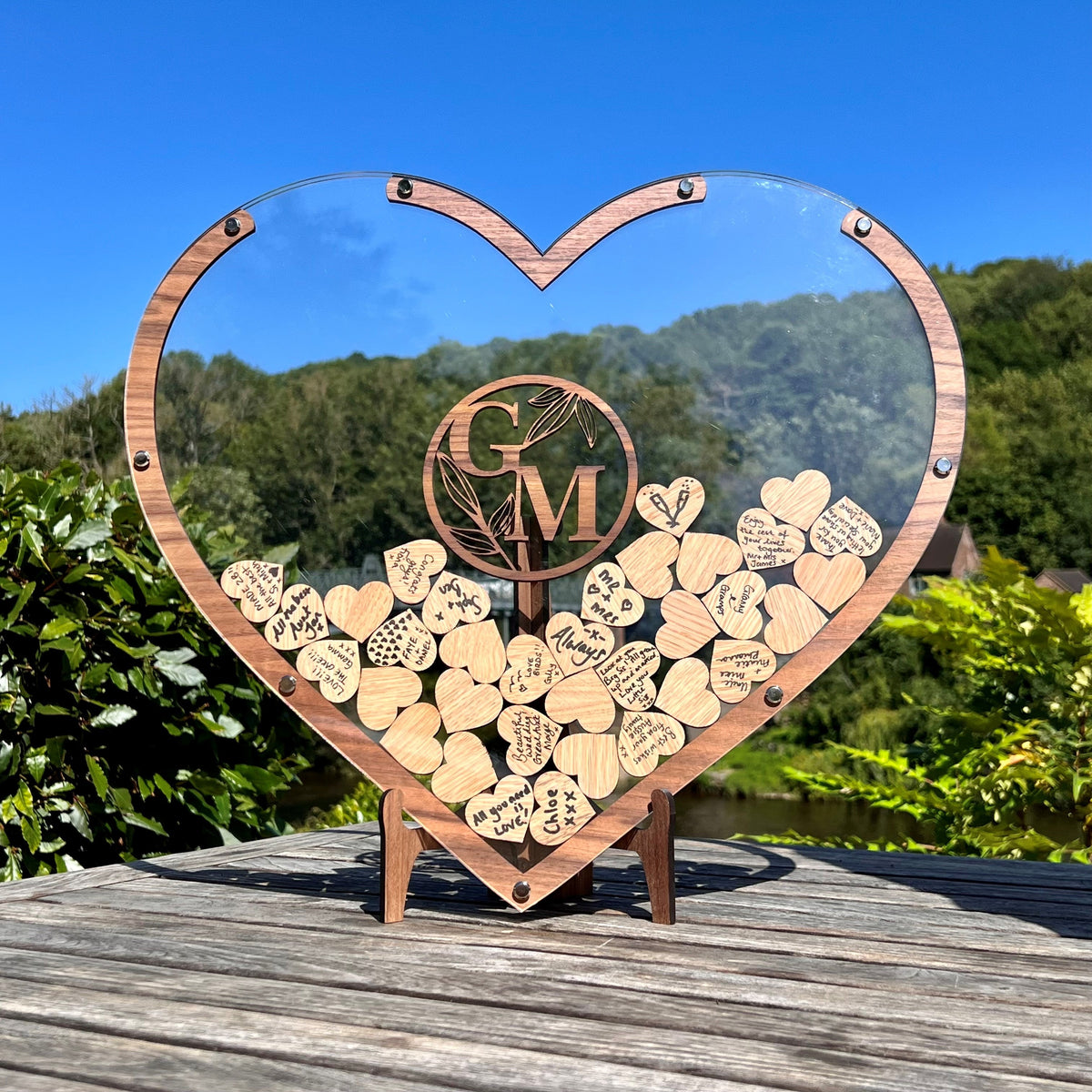 Wedding Heart Guestbook - Oak &amp; Walnut