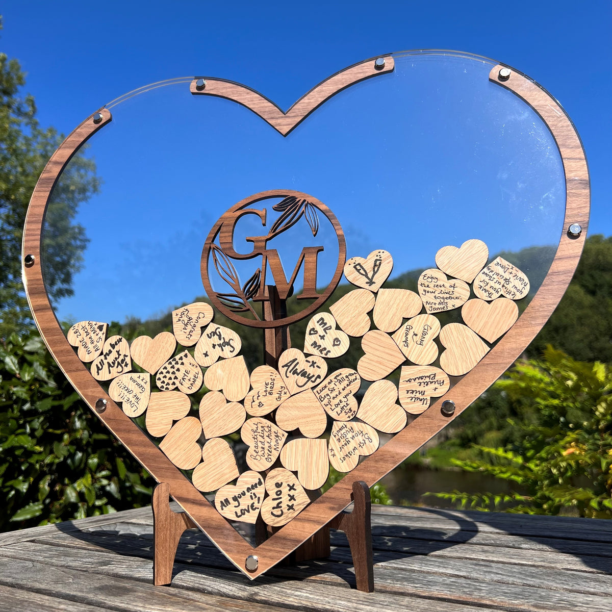 Wedding Heart Guestbook - Bronze &amp; Walnut