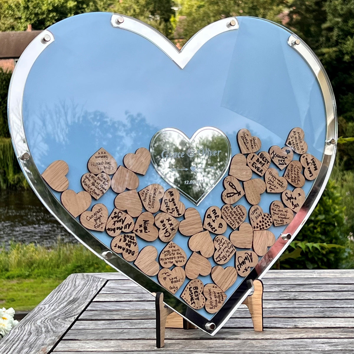 Wedding Heart Guestbook - Sky Blue &amp; Silver