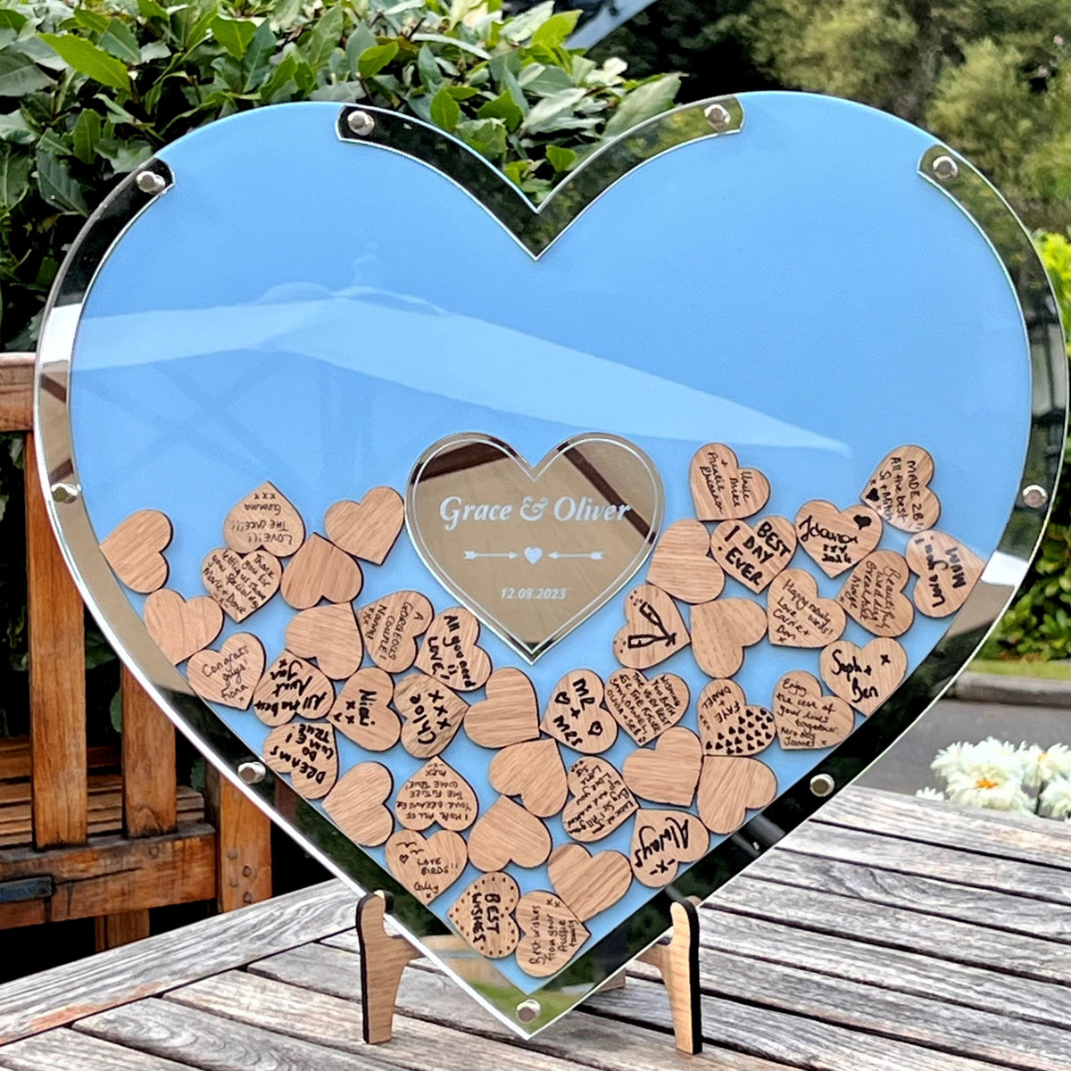 Wedding Heart Guestbook - Sky Blue &amp; Silver