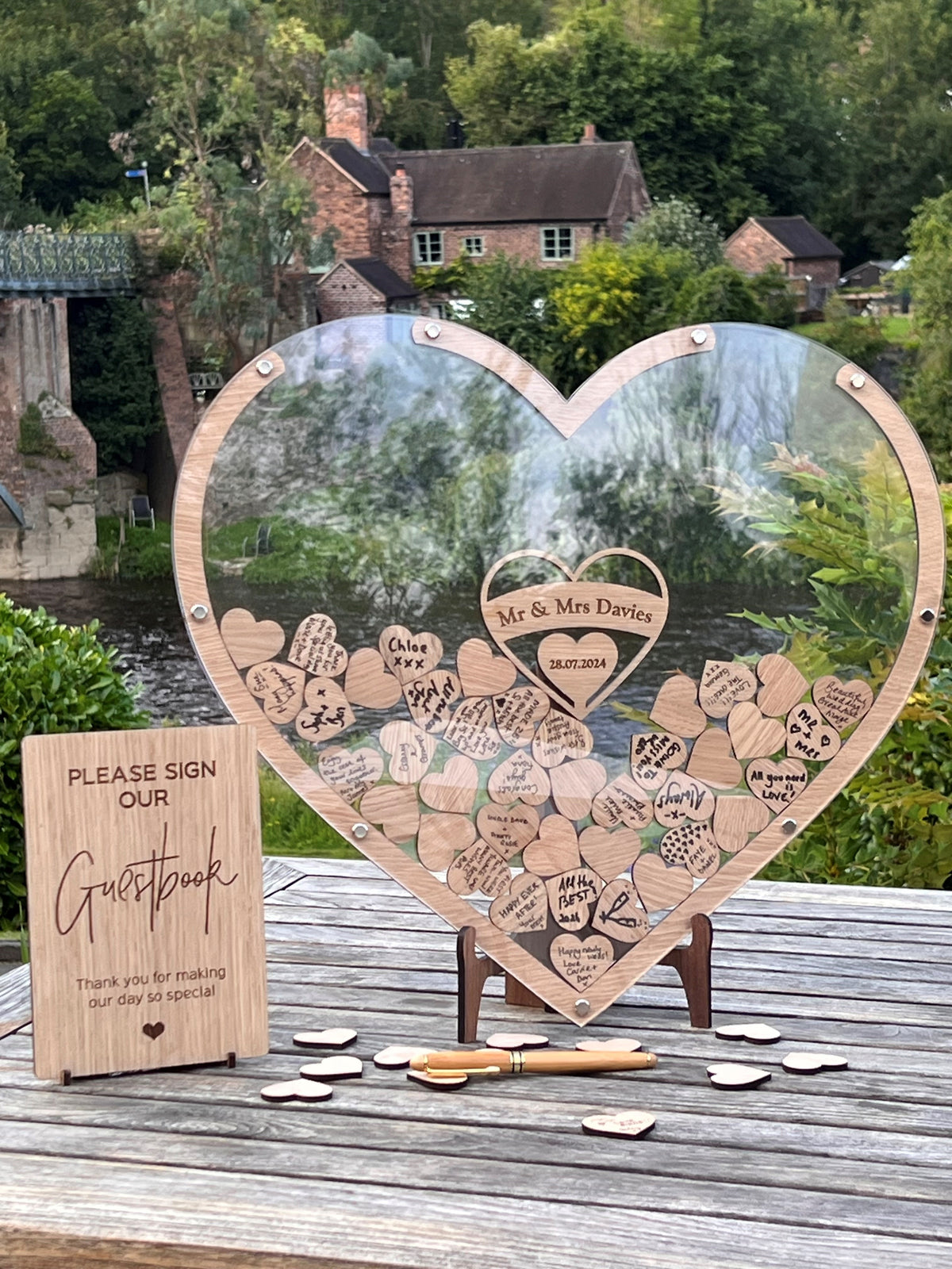 Wedding Heart Guestbook - Clear &amp; Oak