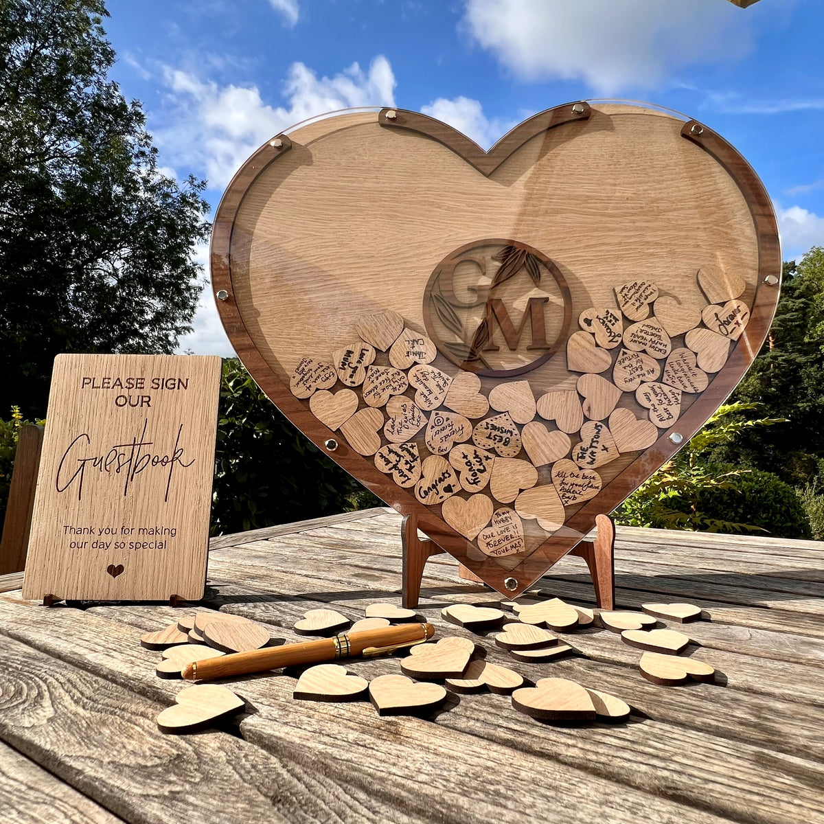 Wedding Heart Guestbook - Oak &amp; Walnut