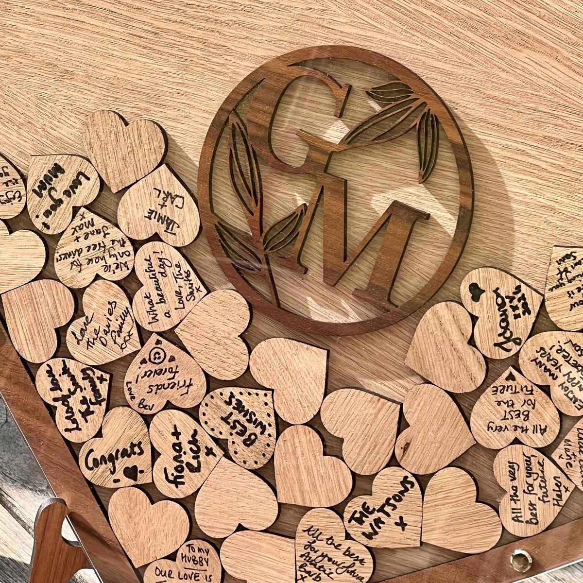 Wedding Heart Guestbook - Oak &amp; Walnut