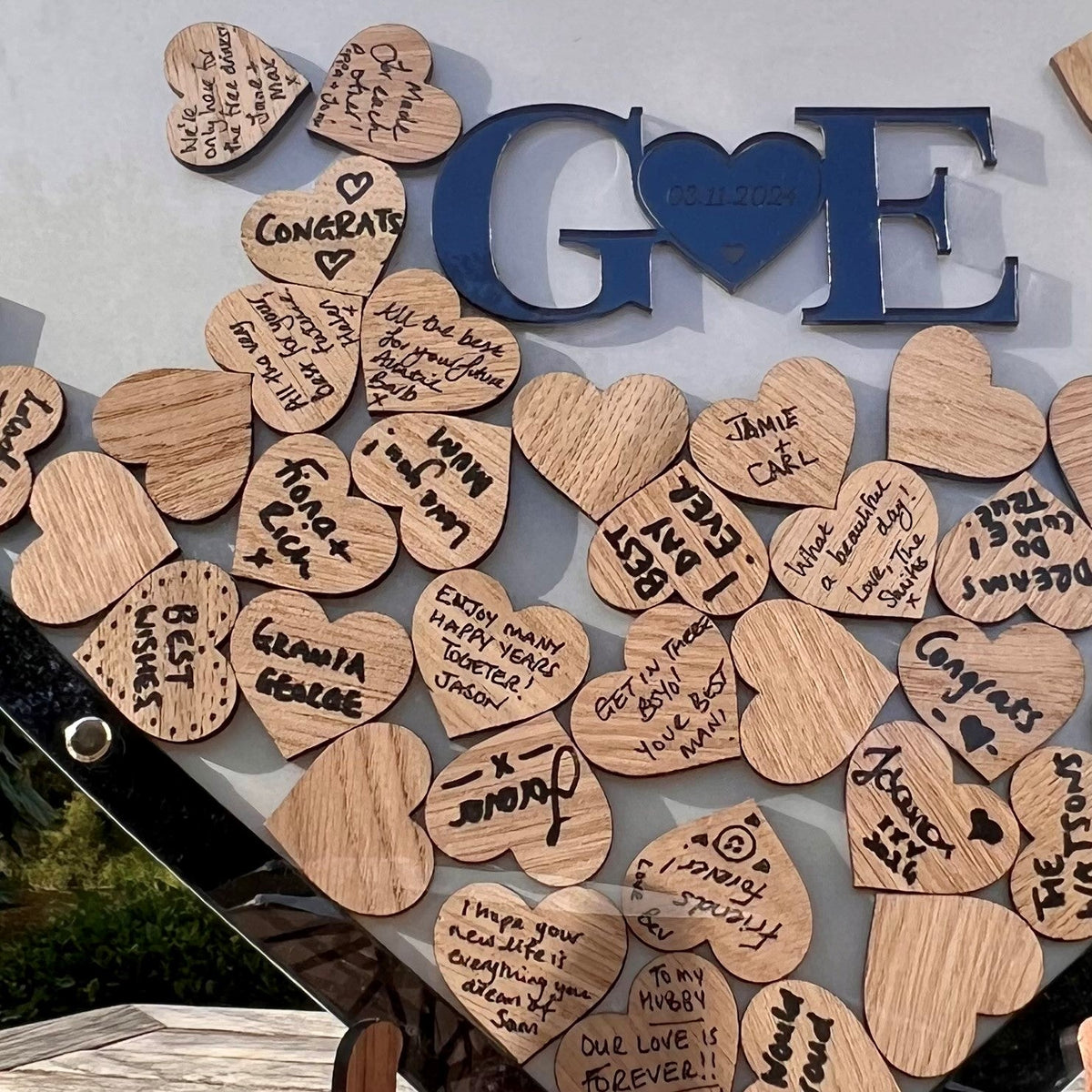 Wedding Heart Guestbook - Oak &amp; Walnut