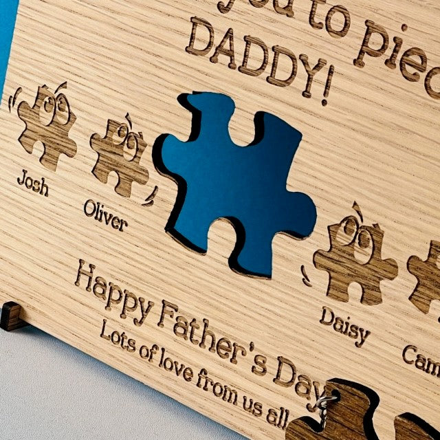 “Love you to pieces” Father&#39;s Day Wooden Card &amp; Keyring