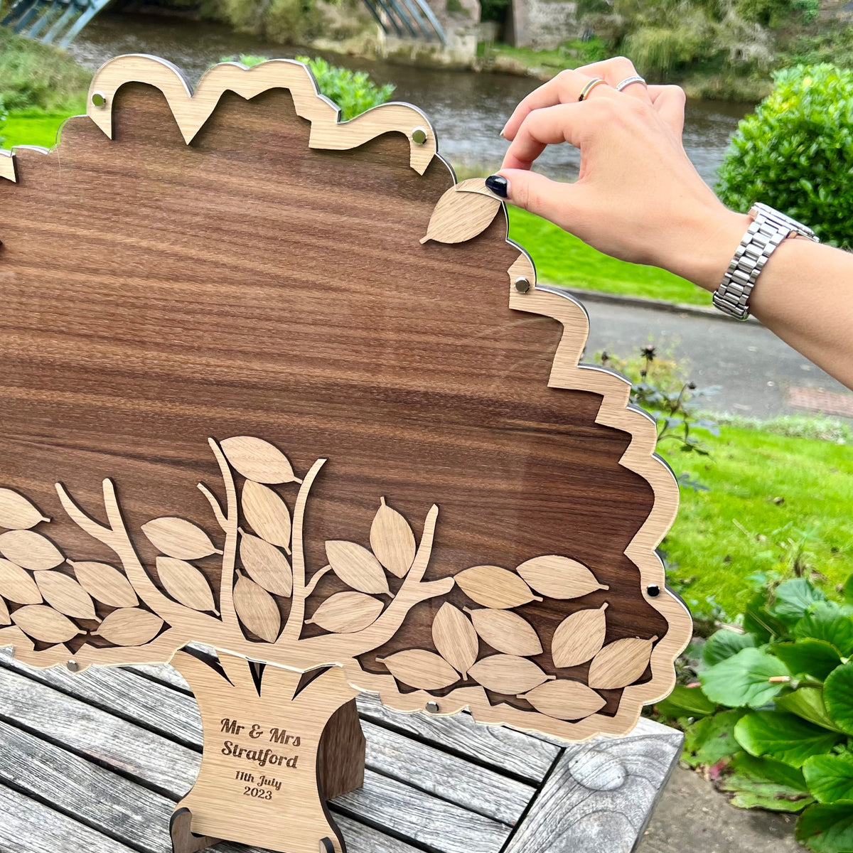 Oak Tree Drop Box Wedding Guestbook - Walnut &amp; Oak Wood