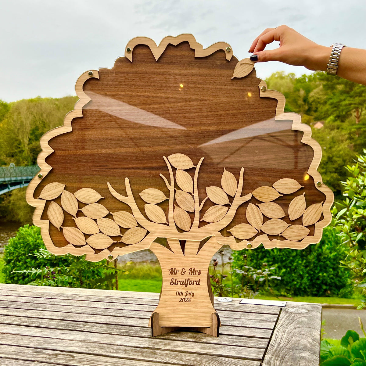 Oak Tree Drop Box Wedding Guestbook - Walnut &amp; Oak Wood