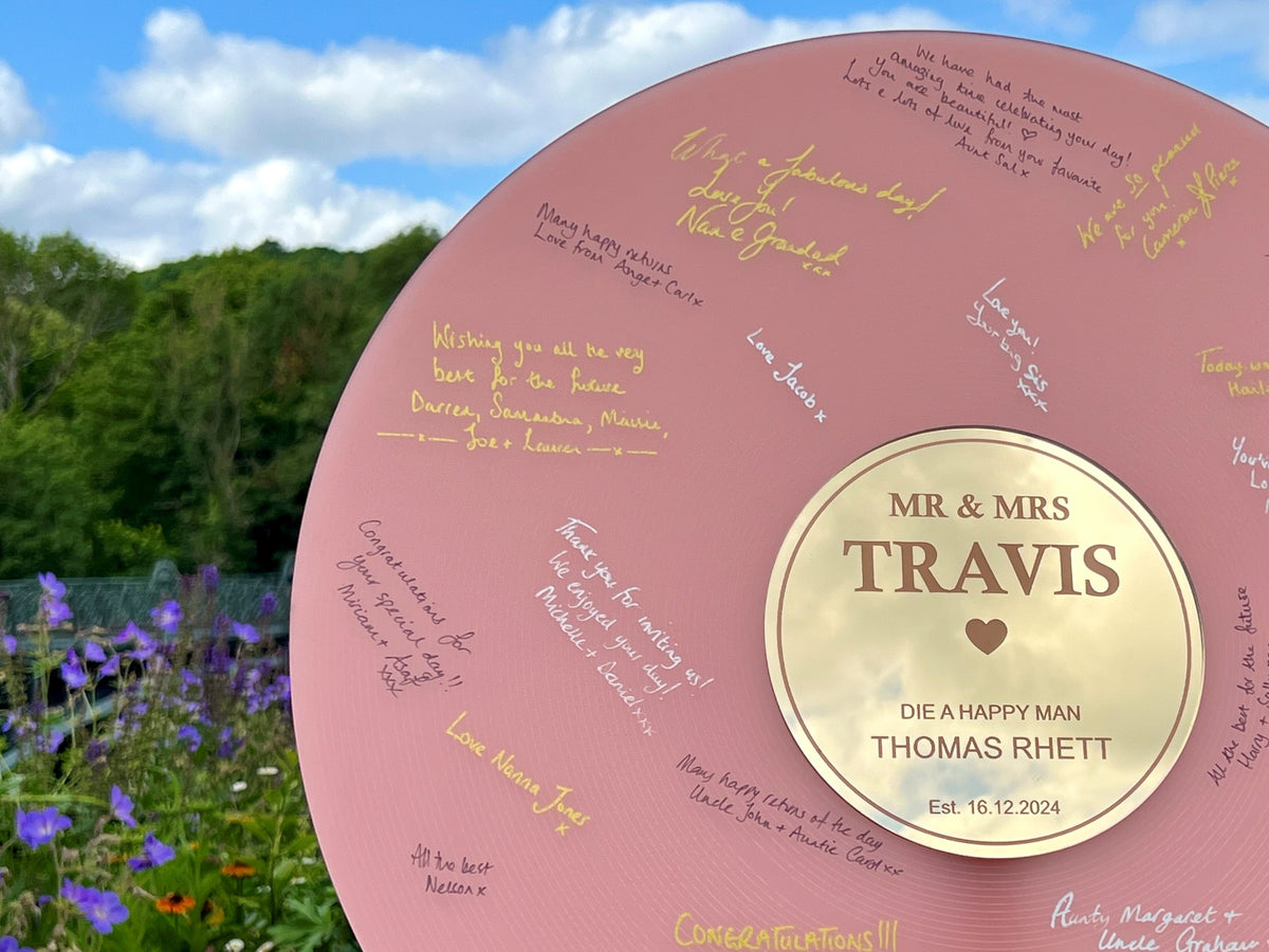 Blush pink Frost Record Wedding Guestbook