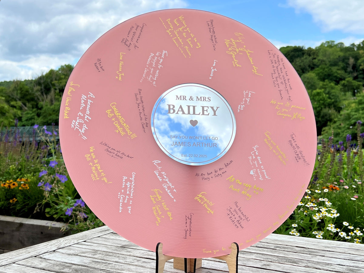 Blush pink Frost Record Wedding Guestbook