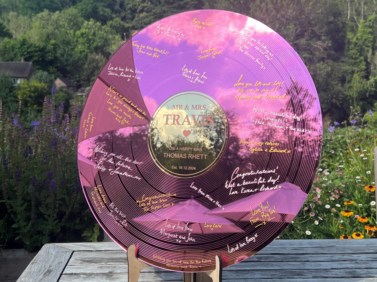 Pink Record Wedding Guestbook