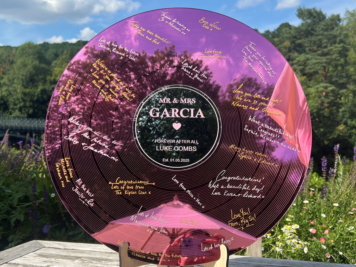 Pink Record Wedding Guestbook