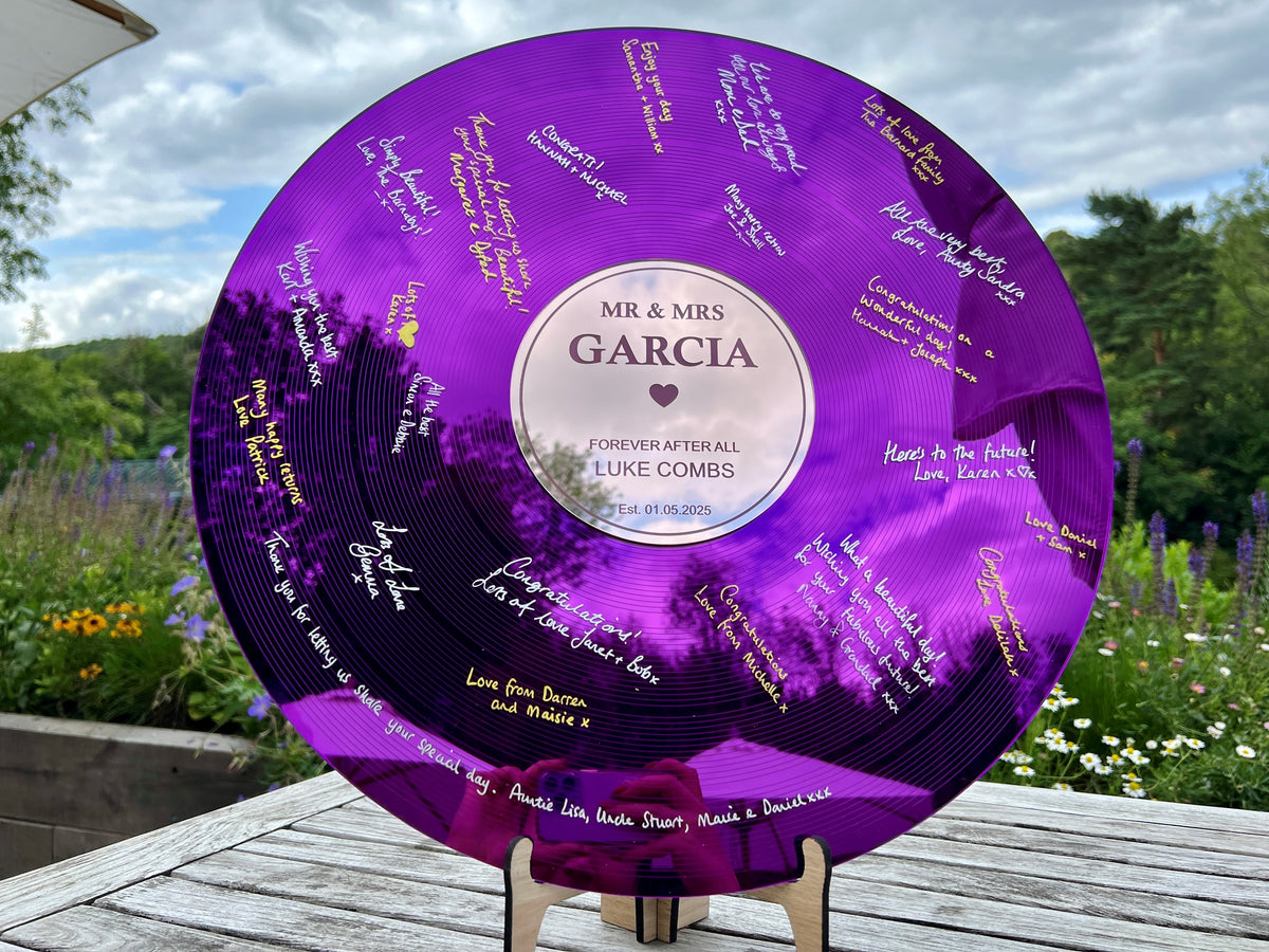 Purple Record Wedding Guestbook