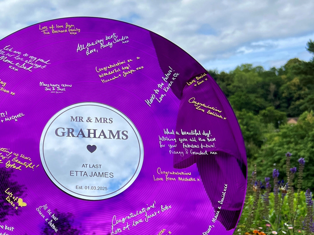 Purple Record Wedding Guestbook