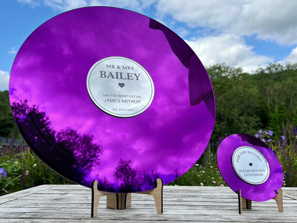 Purple Record Wedding Guestbook