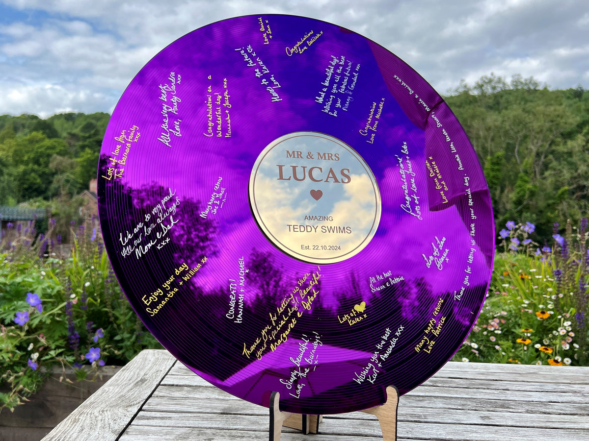 Purple Record Wedding Guestbook