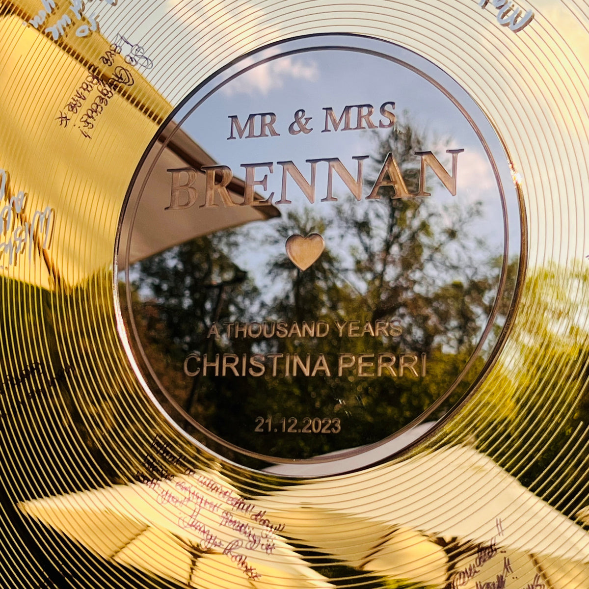 Record LP Wedding Guestbook  - Gold &amp; Bronze