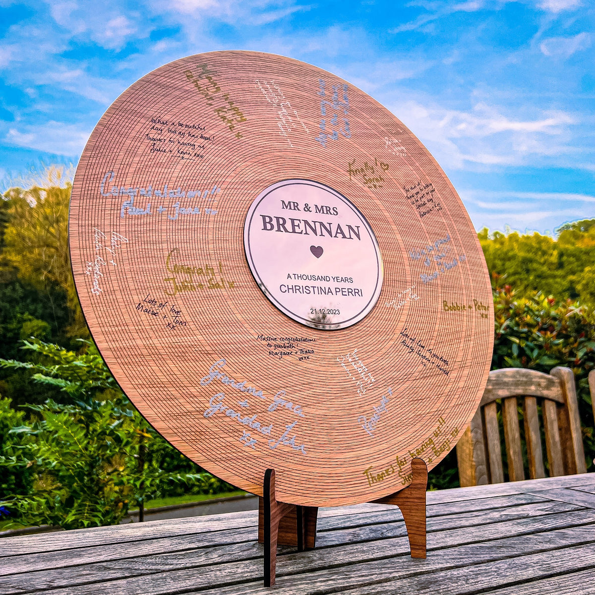 Alternative Wedding Guest Book - Walnut wood &amp; Rose Gold