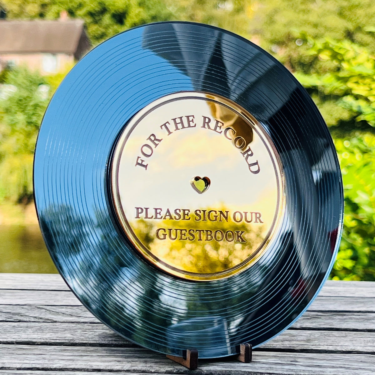 Alternative Wedding Guestbook - Vinyl Black Record &amp; Gold