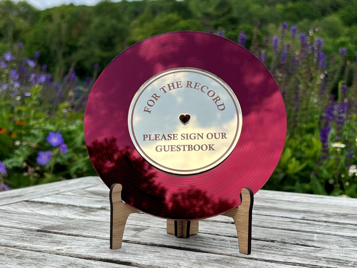 Burgundy Red Record Wedding Guestbook