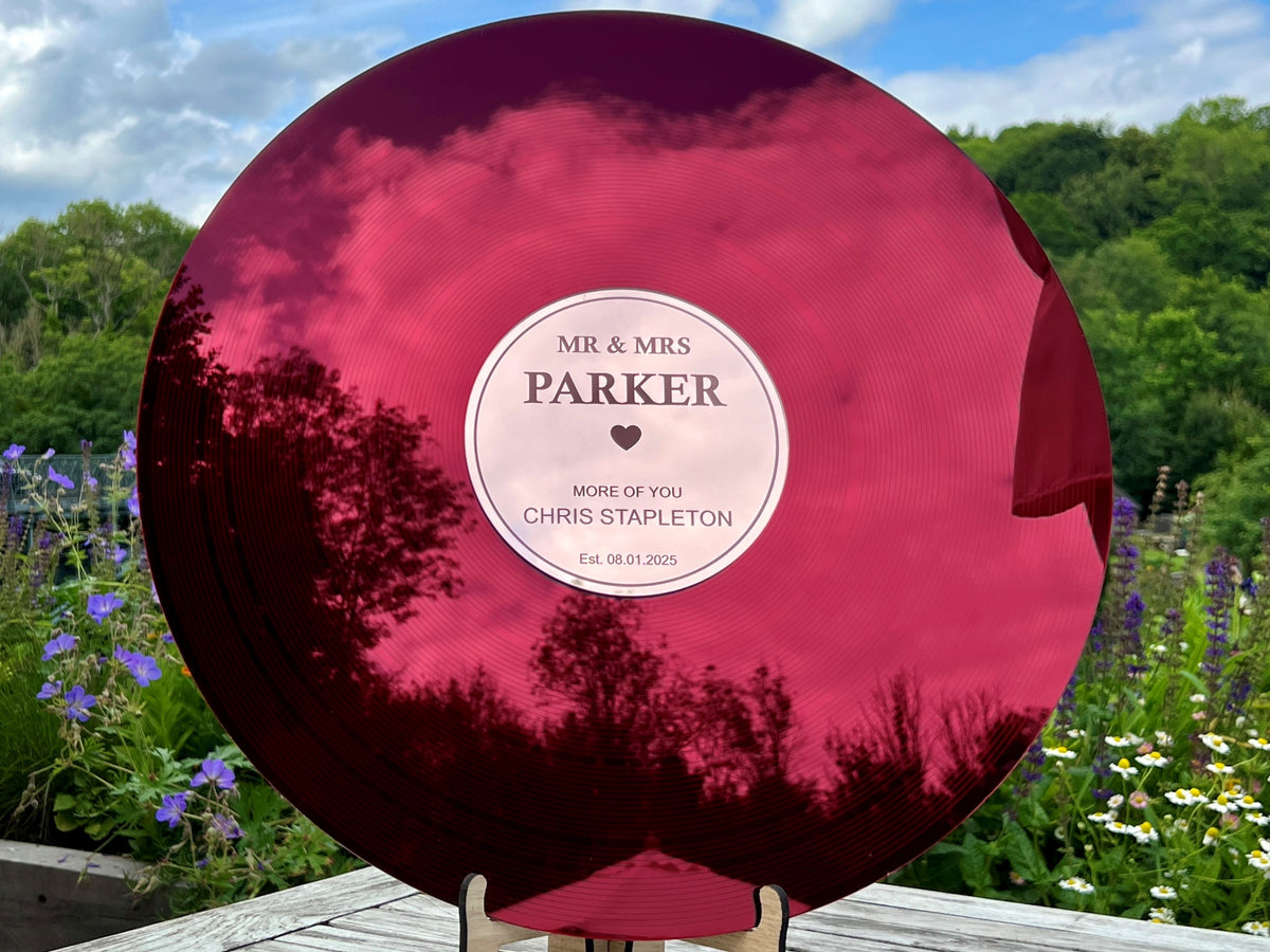 Burgundy Red Record Wedding Guestbook