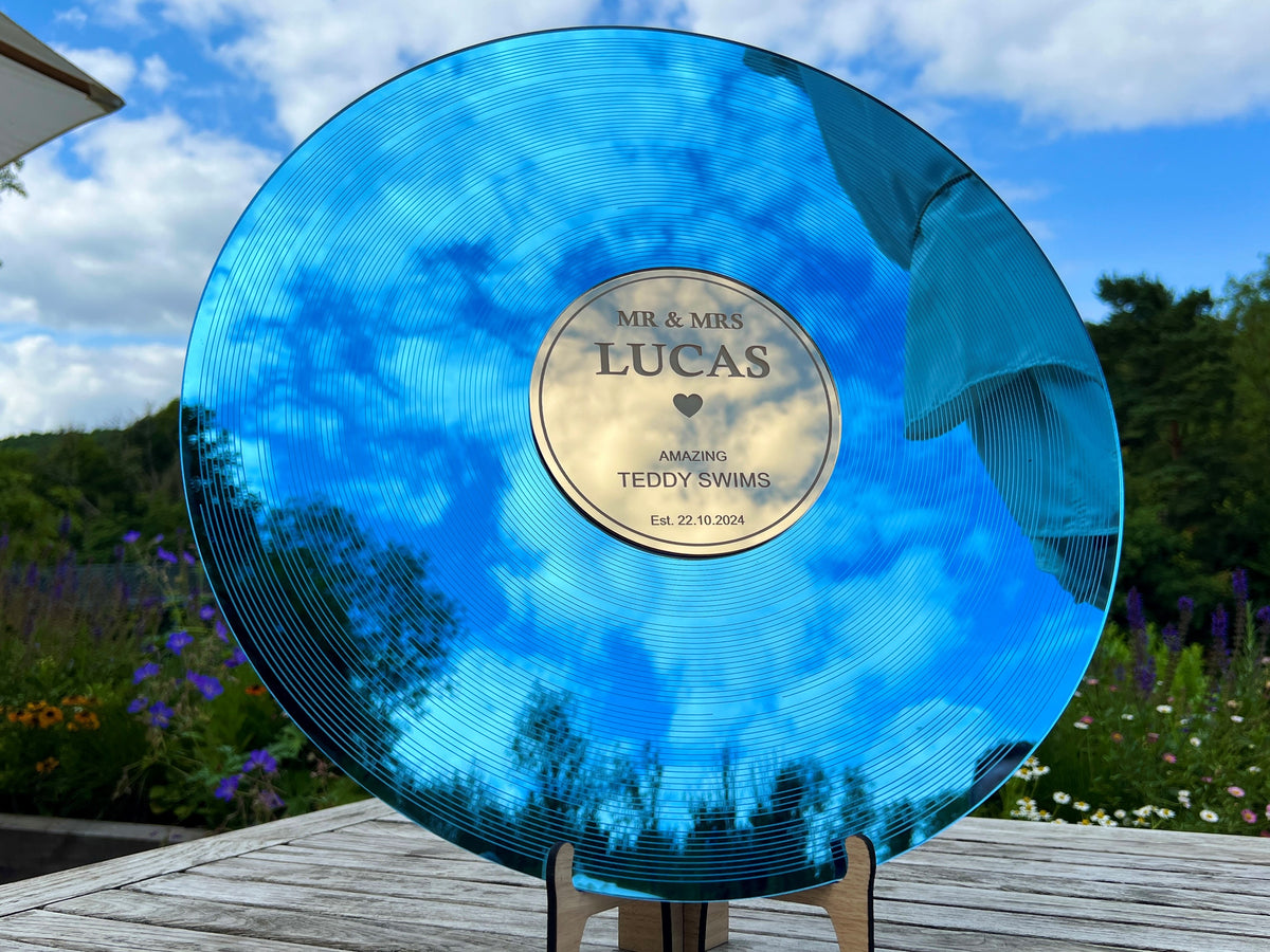 Azure Blue Record Wedding Guestbook