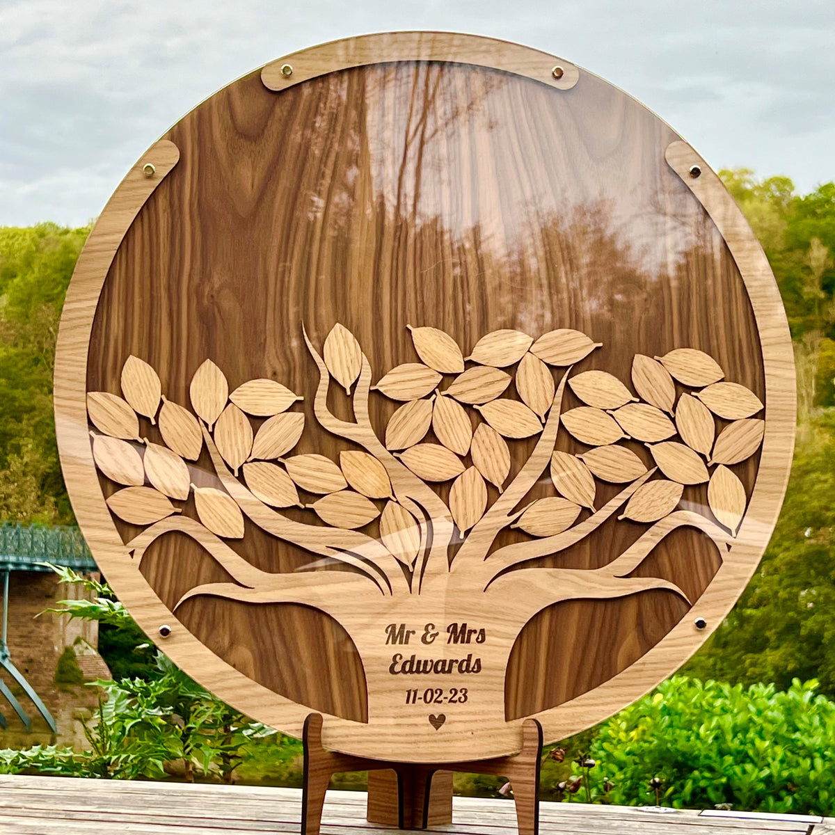 Tree Drop Box Wedding Guestbook - Walnut &amp; Oak Wood