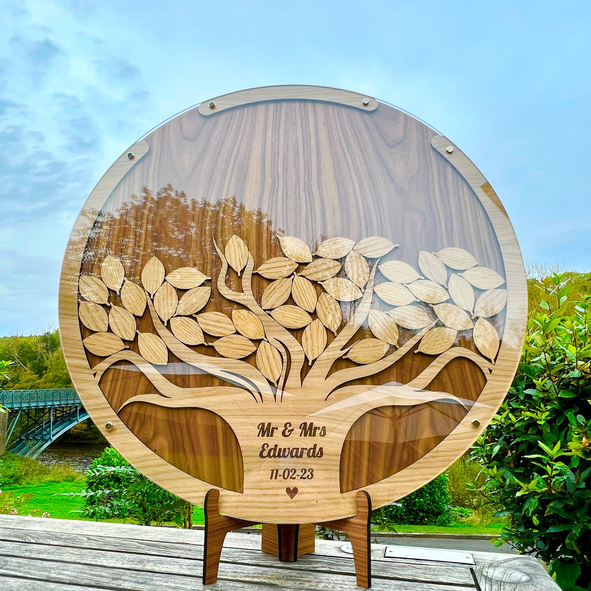 Tree Drop Box Wedding Guestbook - Walnut &amp; Oak Wood