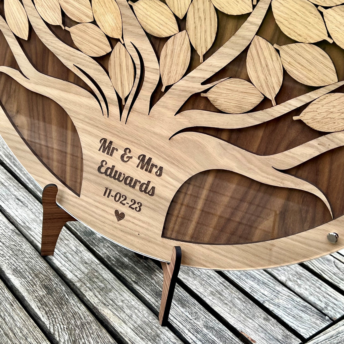 Tree Drop Box Wedding Guestbook - Walnut &amp; Oak Wood